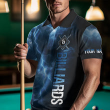 Load image into Gallery viewer, Thunder Lightning Blue Billiard Shirts For Men Custom Cracked 8 Ball Pool Billiard Team Jerseys NYN3044