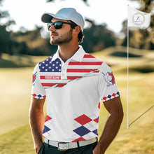 Load image into Gallery viewer, Mens US Flag Golf Shirts Patriotic Golf Jersey Custom Red And Blue Golf Polo Clothes, Golf Gifts NYN3054