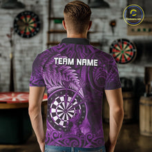 Load image into Gallery viewer, Personalized Fern Leaves Purple Fire Tribal Dart Polo Shirts For Men Dart Team Jerseys NYN2191