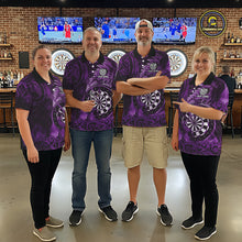 Load image into Gallery viewer, Personalized Fern Leaves Purple Fire Tribal Dart Quarter-Zip Shirts For Women Dart Team Jerseys NYN2191