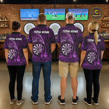 Load image into Gallery viewer, Personalized Fern Leaves Purple Fire Tribal Dart Quarter-Zip Shirts For Women Dart Team Jerseys NYN2191