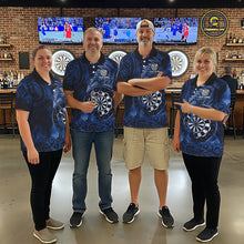 Load image into Gallery viewer, Personalized Fern Leaves Blue Fire Tribal Dart Quarter-Zip Shirts For Men Dart Team Jerseys NYN2193