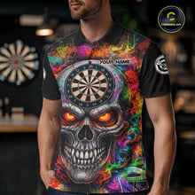 Load image into Gallery viewer, Colorful Smoke Cracked Skull Dartboard Dart Polo Shirts For Men Custom Splatter Dart Team Shirts NYN2682