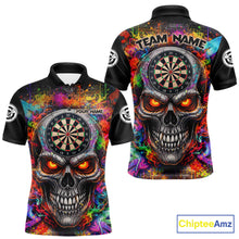 Load image into Gallery viewer, Colorful Smoke Cracked Skull Dartboard Dart Polo Shirts For Men Custom Splatter Dart Team Shirts NYN2682