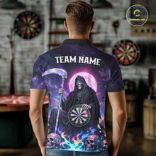 Load image into Gallery viewer, Galaxy Holographic Grim Reaper Dartboard Skull Dart Polo Shirts For Men Custom Name For Dart Players NYN2686