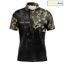 Load image into Gallery viewer, Black Grunge Camouflage Billiard Pool Shirt For Men Custom 8 Ball Billiard Team Jersey NYN3065