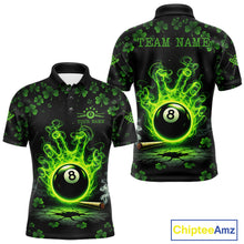 Load image into Gallery viewer, St Patrick's Day Green Smokes Hand Ball 8 Billiards Pool Shirt For Men Personalized Billiard Team Names NYN2694