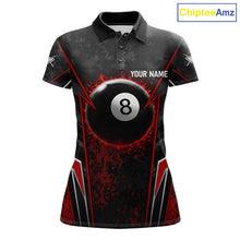 Load image into Gallery viewer, Black And Red Grunge Splatter 8 Ball Billiard Pool Shirt For Women Custom Outfits Billiard Team Attire NYN3220