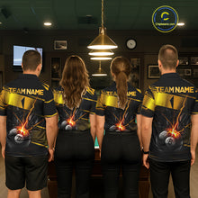 Load image into Gallery viewer, Thunder Cracked 8 Ball Billiard Shirt For Women Custom Black And Gold Billiard Pool Team Jersey NYN3224