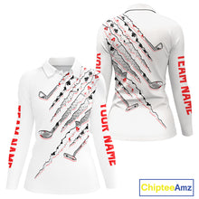Load image into Gallery viewer, Poker Pattern Golf Polo Shirt For Womens Personalized White Golf Clubs Attire, Team Golf Outfit NYN2854