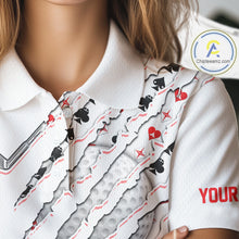 Load image into Gallery viewer, Poker Pattern Golf Polo Shirt For Womens Personalized White Golf Clubs Attire, Team Golf Outfit NYN2854