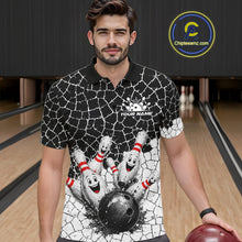 Load image into Gallery viewer, White And Black Cracked Funny Pins &amp; Ball Bowling Shirt For Men Custom Outfit Team Bowling Jersey NYN3238