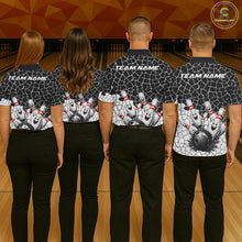 Load image into Gallery viewer, White And Black Cracked Funny Pins &amp; Ball Bowling Shirt For Women Custom Outfit Team Bowling Jersey NYN3238
