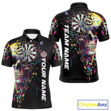 Load image into Gallery viewer, Custom Colorful Shatter Skull &amp; Dartboard Darts Polo Shirt For Men Cracked Dart Jerseys NYN1960