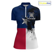 Load image into Gallery viewer, Personalized Texas Flag Black Splatter Dart 1/4-Zip Shirts For Women Custom Dart Team Jerseys NYN2712