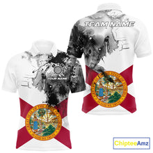 Load image into Gallery viewer, Personalized Florida Flag Black Splatter Dart Polo Shirts For Men Custom Dart Team Jerseys NYN2713