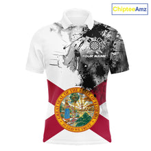 Load image into Gallery viewer, Personalized Florida Flag Black Splatter Dart Polo Shirts For Men Custom Dart Team Jerseys NYN2713