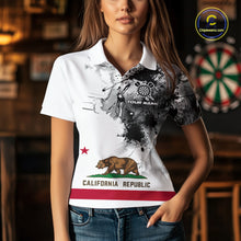 Load image into Gallery viewer, Personalized California Flag Black Splatter Dart Polo Shirts For Women Custom Dart Team Jerseys NYN2714