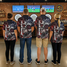 Load image into Gallery viewer, Red And Blue Smoking Skull Dartboard Mens Darts Shirt Personalized Team Darts Jersey NYN3246