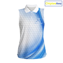 Load image into Gallery viewer, Personalized Blue-Light Twinkle Golf Sleeveless Polo Shirt For Women Custom White Pattern Golf Team Clothes NYN2871