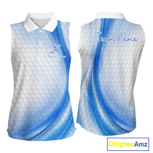 Load image into Gallery viewer, Personalized Blue-Light Twinkle Golf Sleeveless Polo Shirt For Women Custom White Pattern Golf Team Clothes NYN2871