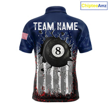 Load image into Gallery viewer, American Flag Cracked 8 Ball Billiard Pool Shirt For Men Custom Grunge Patriotic Billiard Team Jersey NYN3085