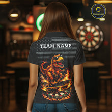 Load image into Gallery viewer, Custom Grunge Flame Dinosaur Darts Shirt Polo &amp; 1/4 Zip Darts Jersey For Women US Flag Dart Outfit NYN2884