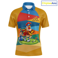 Load image into Gallery viewer, Colorful Rooster Mens Golf Polo Shirts Personalized Funny Golf Ball Shirts, Golf Gifts For Men NYN3098