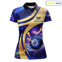 Load image into Gallery viewer, Purple Galaxy Pool 8 Ball Billiard Shirt For Women Personalized Multicolor Light Billiard Apparel NYN2893