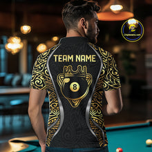 Load image into Gallery viewer, Personalized 8 Ball Pool Crown Men Billiard Shirts Gold And Silver Tribal Billiard Pool Jerseys NYN2894