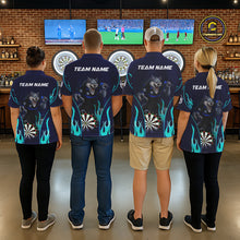 Load image into Gallery viewer, Personalized Funny Wolf Blue Flaming Darts Women Polo &amp; 1/4-Zip Dart Shirt Wolf Dart Team Jerseys NYN2900
