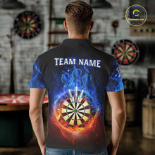 Load image into Gallery viewer, Red And Blue Flames Skull Dartboard Custom Men Darts Polo League Shirts Skull Dart Jerseys NYN2250