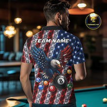 Load image into Gallery viewer, Lightning Thunder US Flag Mens Billiard Polo Shirts Custom Eagle 8 Ball Billiard Team Apparel NYN3298