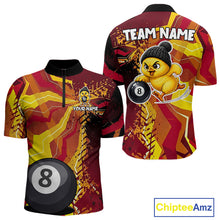 Load image into Gallery viewer, Yellow red splatter duck 8 ball billiard 1/4-zip shirt for men funny design