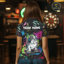 Load image into Gallery viewer, Colorful Paint Funny Dj Music Bulldog Custom Women Darts Polo Shirts Dart League Jerseys NYN2257
