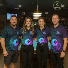 Load image into Gallery viewer, Custom Blue &amp; Purple Tribal 8 Ball Billiard Jersey For Women Billiard Clothes Billiard Team Shirts NYN2924