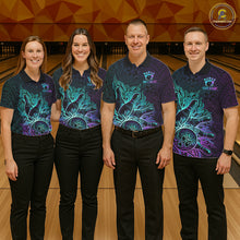 Load image into Gallery viewer, Blue &amp; Purple Tribal Pattern Bowling Ball Jersey For Men Custom Tribal Team Shirts Bowling League NYN2928