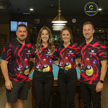 Load image into Gallery viewer, Red Tornado Yin Yang Ball Women Billiard Pool Shirts Custom 8 Ball And 9 Ball Billiard Team Jersey NYN3304