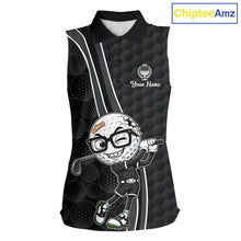 Load image into Gallery viewer, Black sleeveless golf shirt with cartoon character