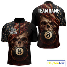 Load image into Gallery viewer, Grunge Vintage US Flag Skull Pool 8 Ball Men Billiard Shirt Custom Retro Billiard Team Attire NYN2563