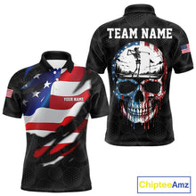 Load image into Gallery viewer, Black golf ball American skull golf polo shirt for men patriotic team outfit