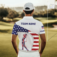 Load image into Gallery viewer, American Flag Patriot Personalized Golf White Mens Golf Polo Shirts Custom Name Golf Gifts NYN3148
