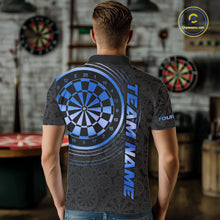Load image into Gallery viewer, Black &amp; Blue Gradient Dartboard Mens Dart Polo Quarter Zip Shirts Custom Team Name Dart Jerseys NYN3631