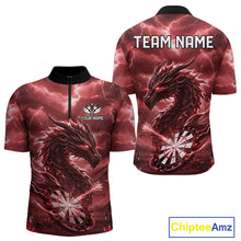 Load image into Gallery viewer, Lightning Dragon Red Dartboard Custom Dart Men Polo Shirt Outfits Dart Jerseys NYN1788