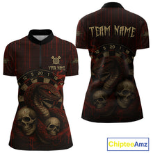 Load image into Gallery viewer, Red Dripping Cobra Dartboard Custom Women Quarter-Zip Darts Shirt Grunge Skull Darts Jersey NYN1796