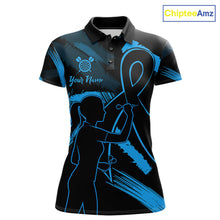 Load image into Gallery viewer, Black and blue grunge ribbon dart shirt for women prostate cancer awareness jersey