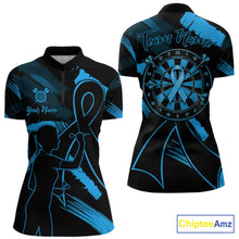 Load image into Gallery viewer, Black and blue grunge ribbon dart shirt for women prostate cancer awareness jersey