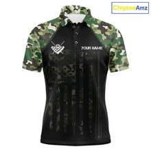Load image into Gallery viewer, US Flag Camouflage 8 Ball Pool Billiard Polo &amp; Quarter-Zip Custom Billiard Team Attire For Men NYN2748
