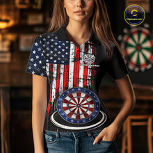 Load image into Gallery viewer, Custom Funny Rich Eagle Grunge US Flag Darts Polo Shirts For Women Patriotic Darts Team Jerseys NYN2757