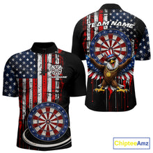 Load image into Gallery viewer, Custom Funny Rich Eagle Grunge US Flag Darts Polo Shirts For Men Patriotic Darts Team Jerseys NYN2757
